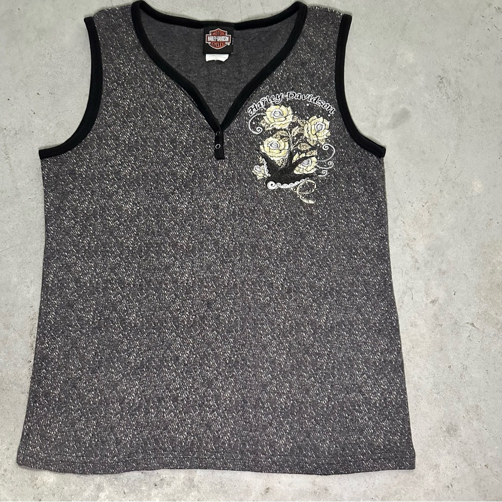 VINTAGE 90s Harley-Davidson Gray Sleeveless Top